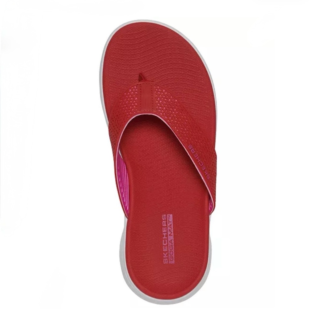 SKECHERS RED GO WALK FLEX THONG SANDAL - Picture 6 of 7